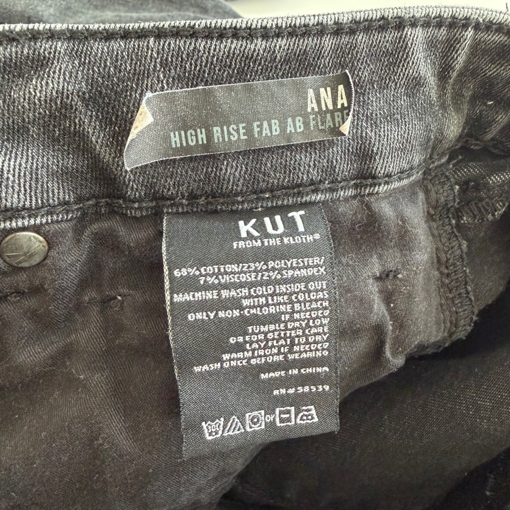 Kut From The Kloth Ana High Rise Fab Ab Flare Jeans Black Women's 6 - Picture 5 of 7